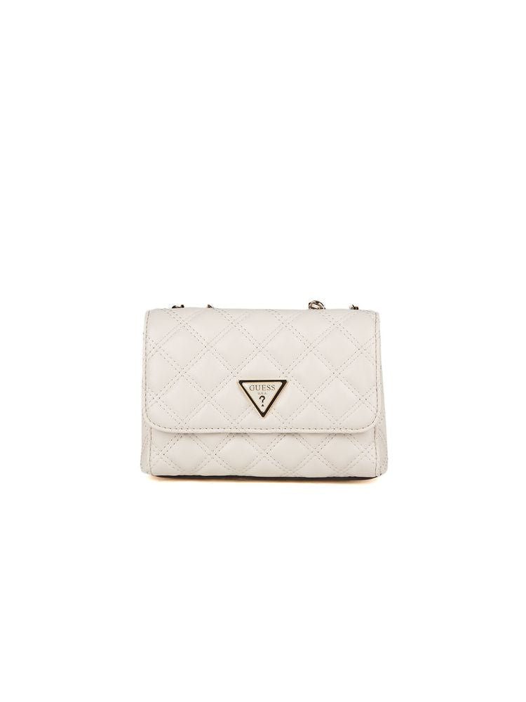 Guess Quilted Polyurethane Shoulder Bag — Beige