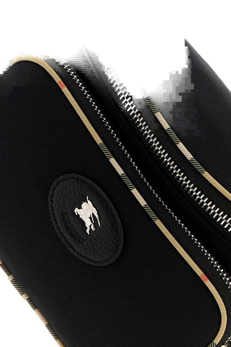 Burberry Check-Trim Belt Bag — Black Polyester Polyurethane