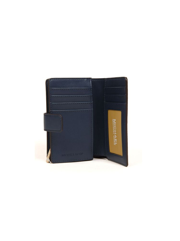 Michael Kors Logo Jacquard Wallet — Navy Polyvinyl Chloride