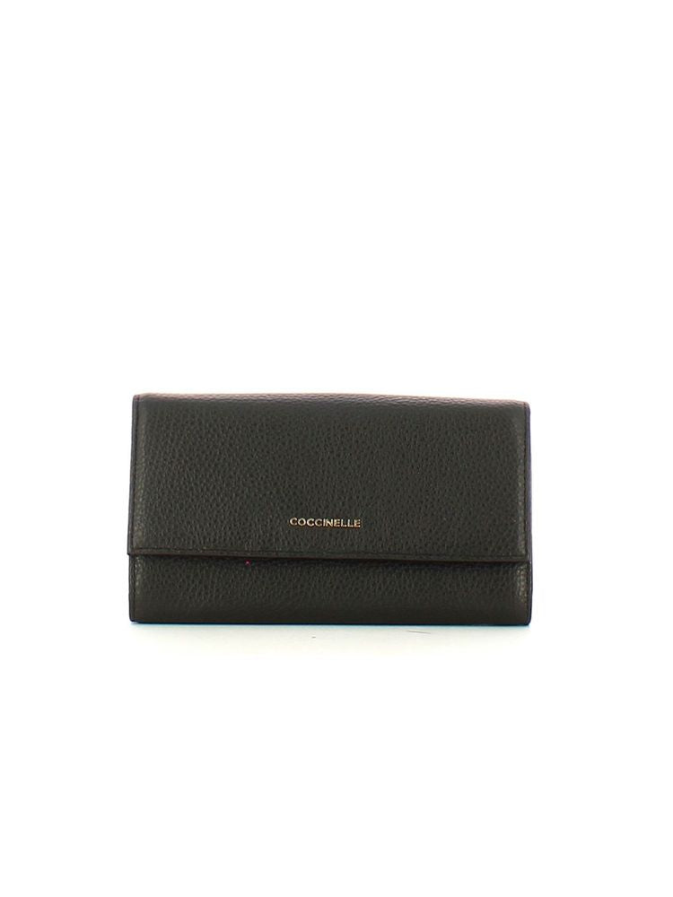 Coccinelle Grained Cowhide Wallet — Black