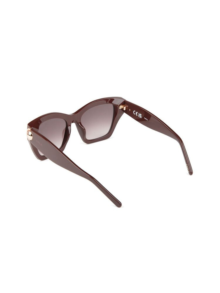 Furla Sfu979 Glossy Acetate Cat-Eye Sunglasses — Brown