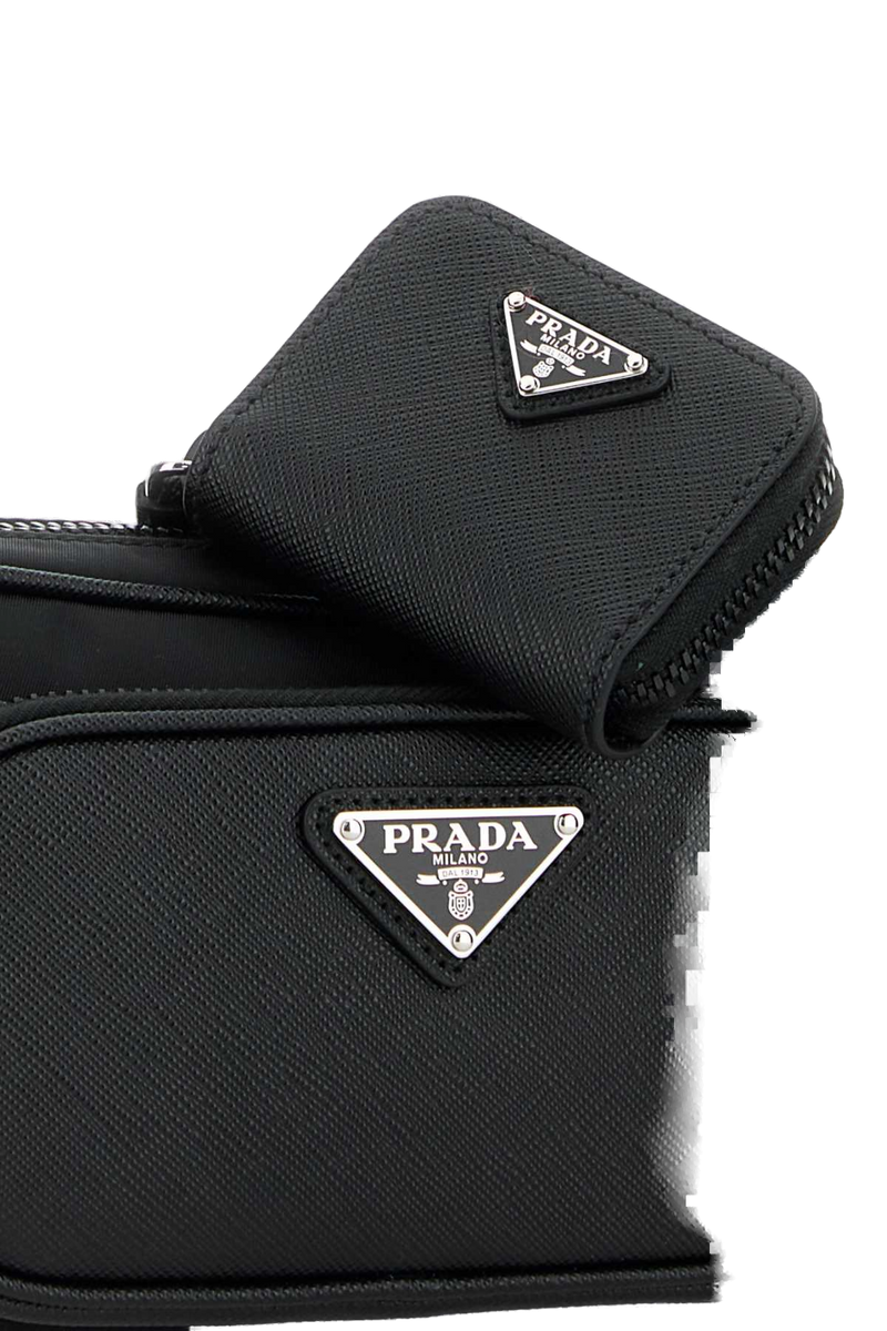 Prada Re-Nylon And Leather Crossbody Bag — Black Poliammidericiclata-vitello