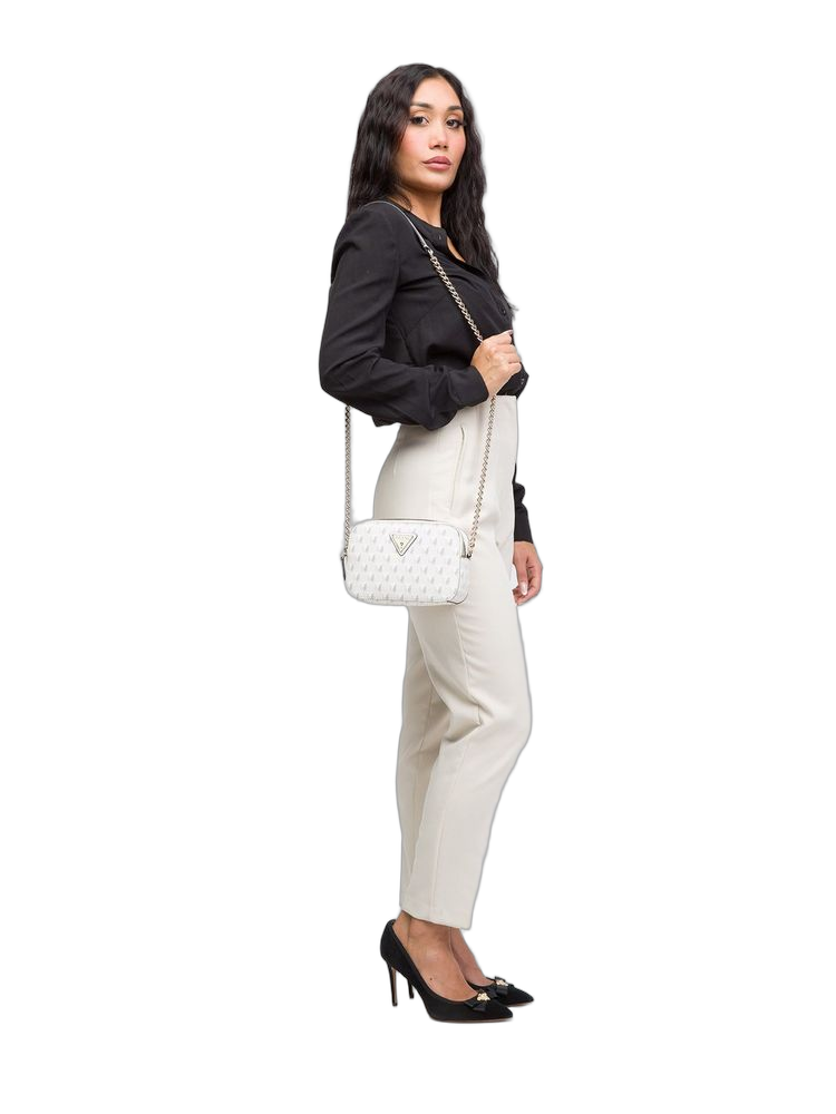 Guess Chevron-Quilted Crossbody Bag — Beige Polyurethane