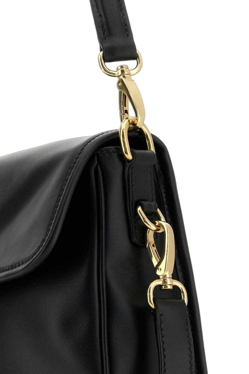 Miu Miu Calf Leather With Bow Detail Shoulder Bag — Black