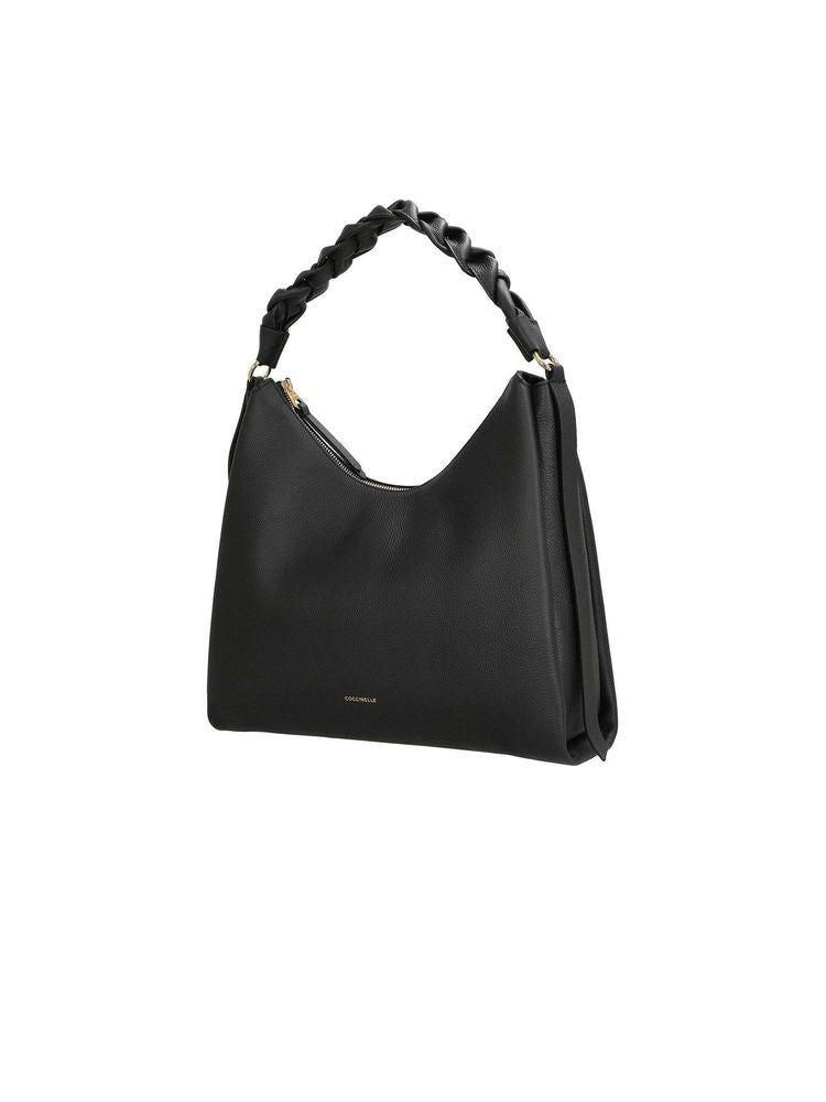 Coccinelle Boheme Grana Top Handle Bag — Black Cowhide