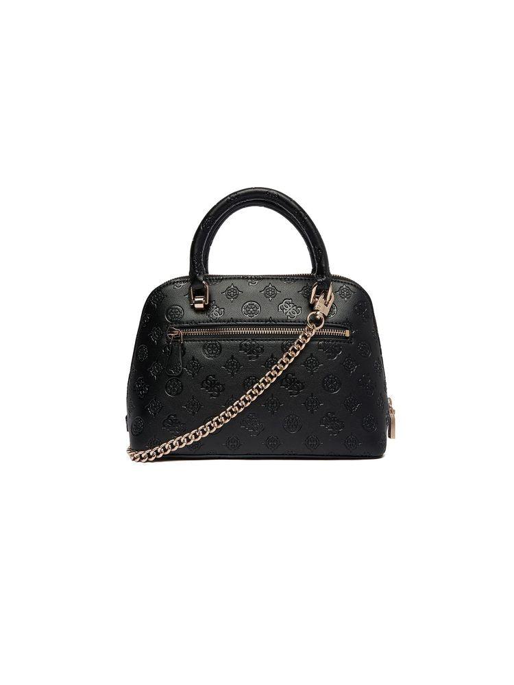 Guess Logo-Embossed Polyurethane Top Handle Bag — Black
