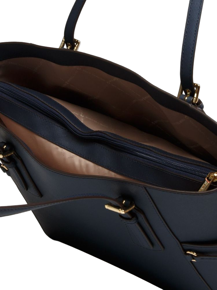 Michael Kors Structured Leather Tote Bag — Navy