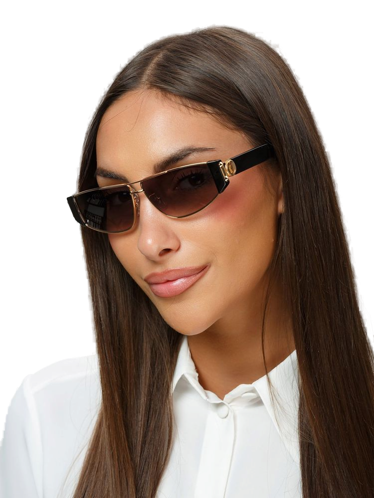 Just Cavalli Sjc179 Metal Rectangular Frame Sunglasses — Rose Gold