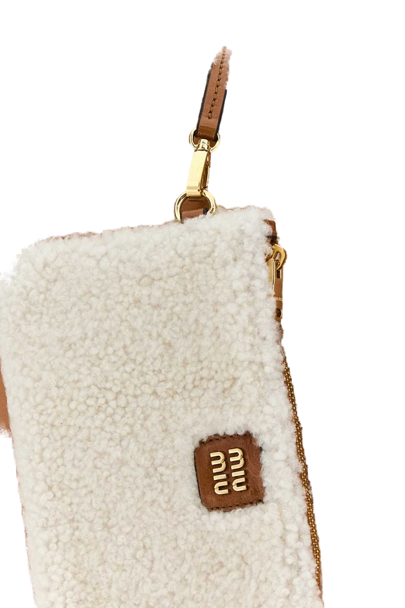 Miu Miu Sheepskin-Trimmed Leather Shoulder Bag — Brown Ovisariesaries