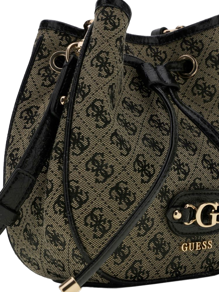 Guess Samantha Mini Bucket Bag — Black Polyester