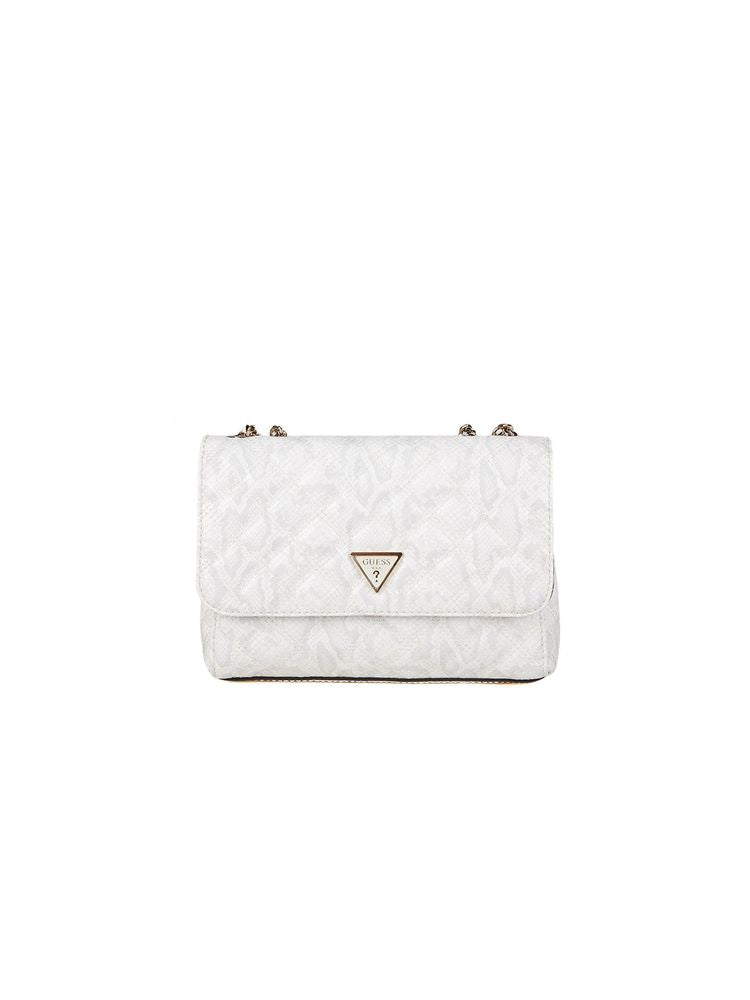 Guess Quilted Polyurethane Shoulder Bag — White