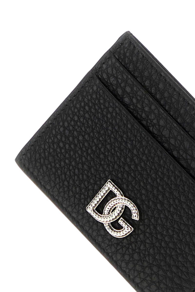 Dolce & Gabbana Logo-Embossed Leather Card Case — Black Cases