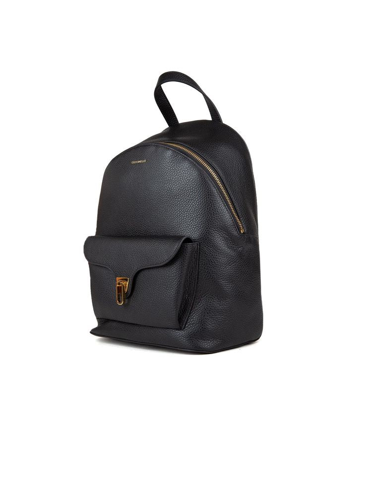 Coccinelle Grained Leather Backpack — Black Genuine