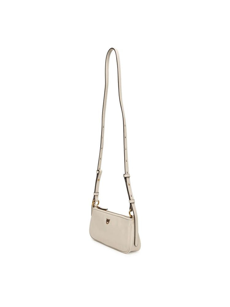 Pinko Half Moon Baguette Shoulder Bag — White Goat Leather