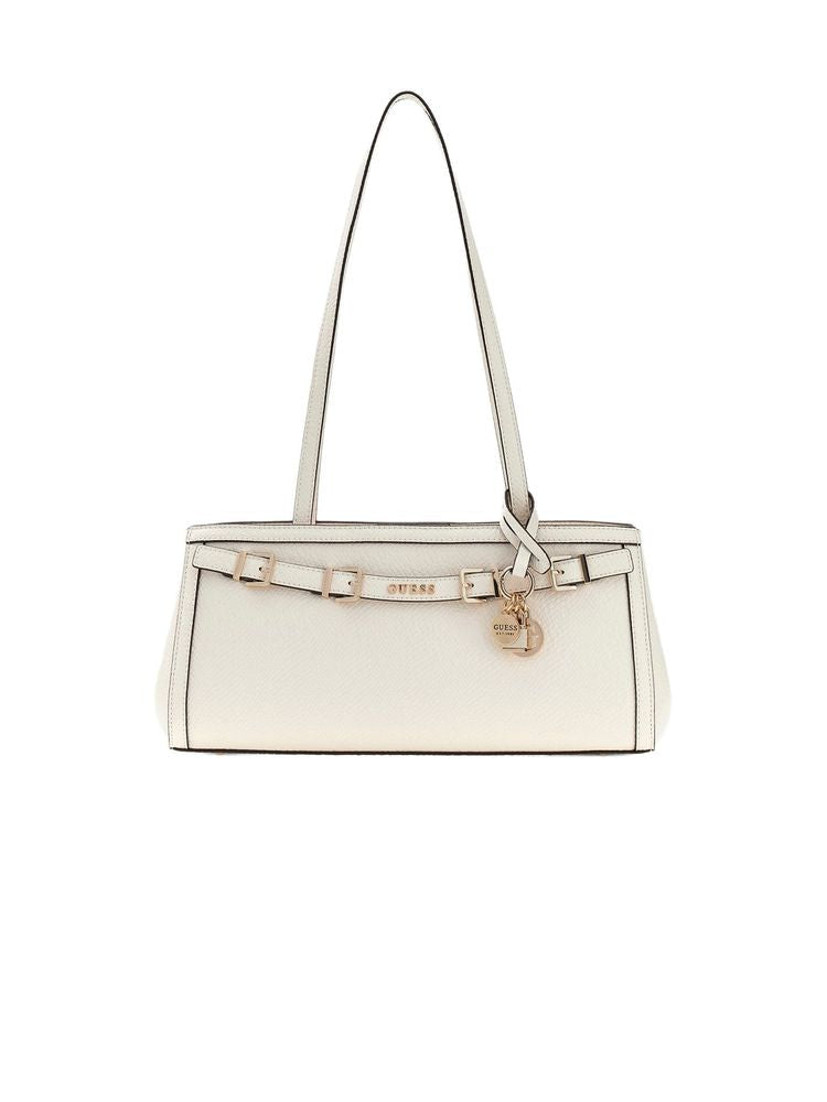 Guess Structured Polyurethane Shoulder Bag — White