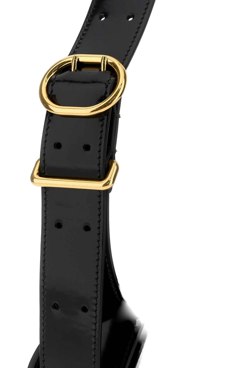 Jil Sander Patent Calfskin Shoulder Bag — Black
