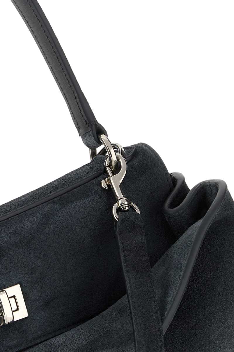 Balenciaga Calf Suede Shoulder Bag — Gray