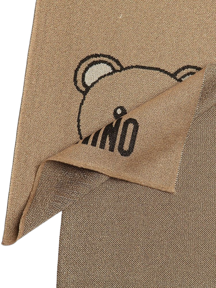 Moschino Logo-Embroidered Viscose Scarf — Brown Viscosa Scarfs