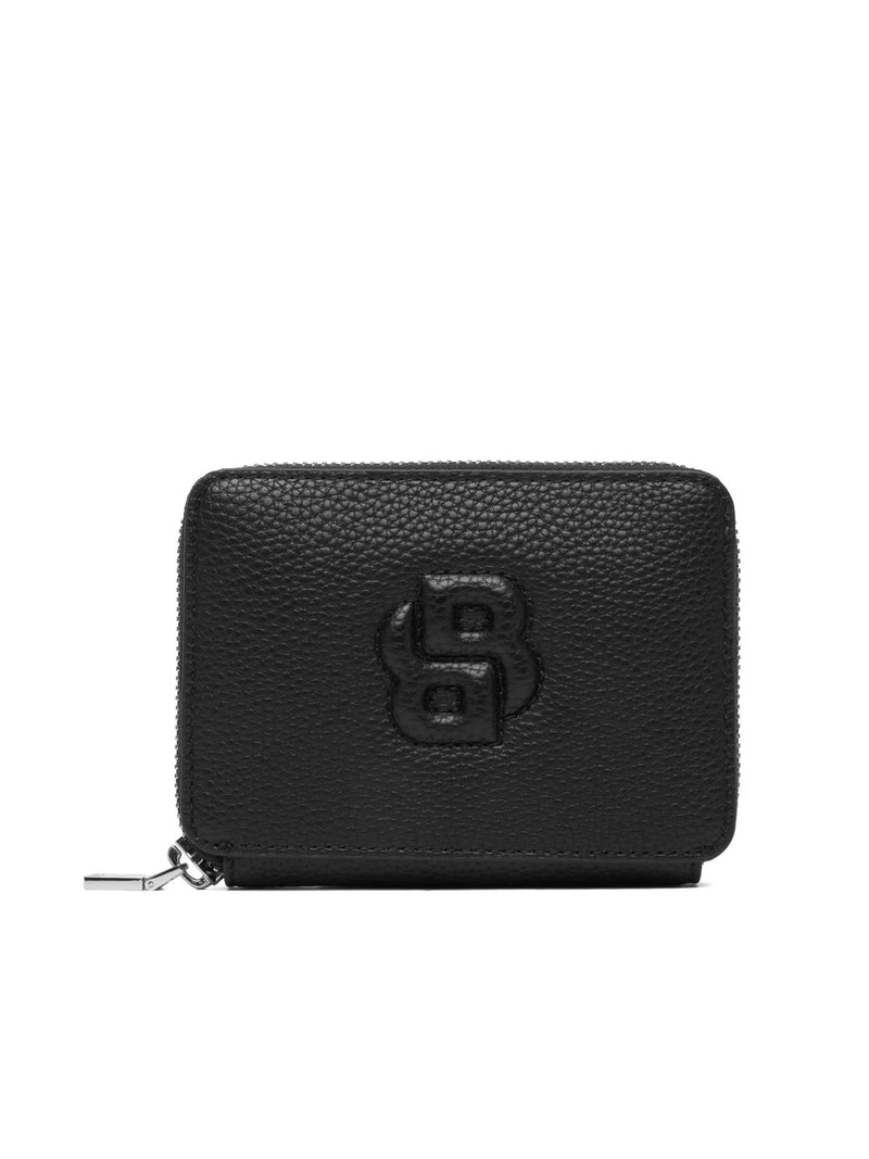 Hugo Boss Logo Zip Around Wallet — Black Polyurethane