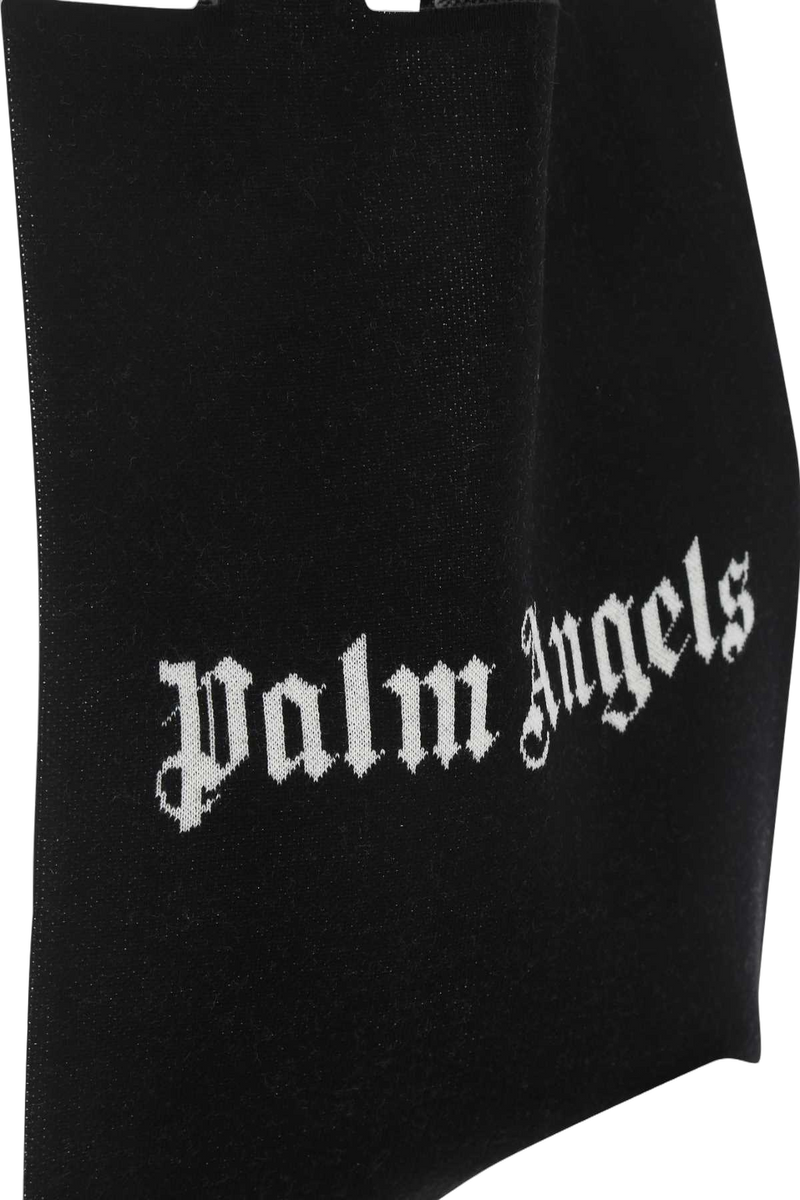 Palm Angels Logo-Embroidered Wool Tote Bag — Black