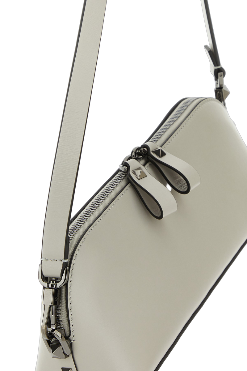 Valentino Garavani Studded Leather Clutch — Beige