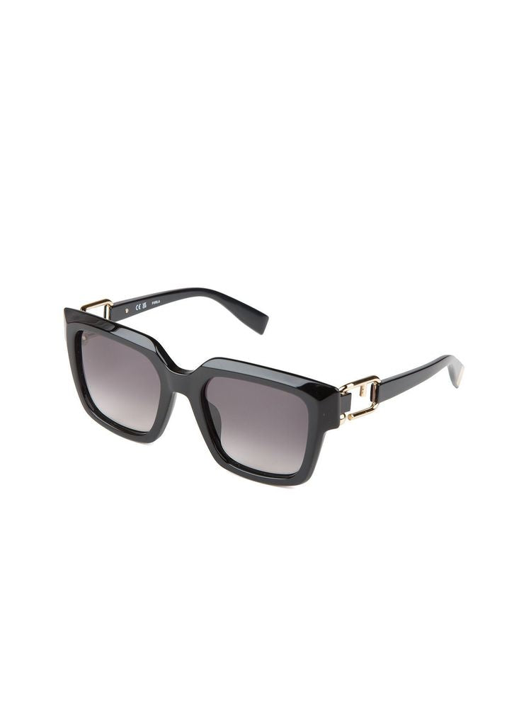 Furla Sfu981 Glossy Black Acetate Sunglasses —