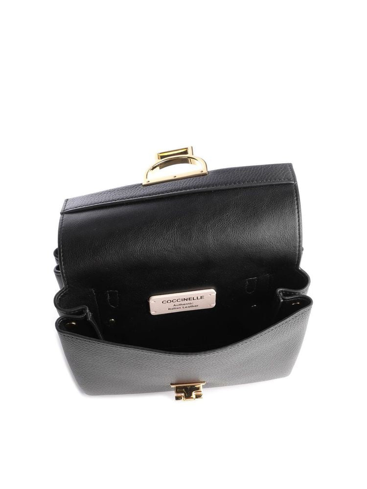 Coccinelle Arlettis Crossbody Bag — Black Cowhide | Ribbon: Polyester