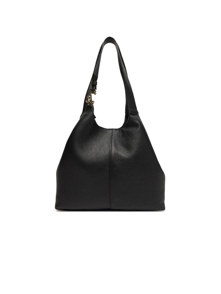 Coccinelle C-Easy Shoulder Bag — Black Grained Leather