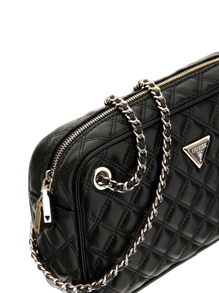 Guess Quilted Polyurethane Shoulder Bag — Black