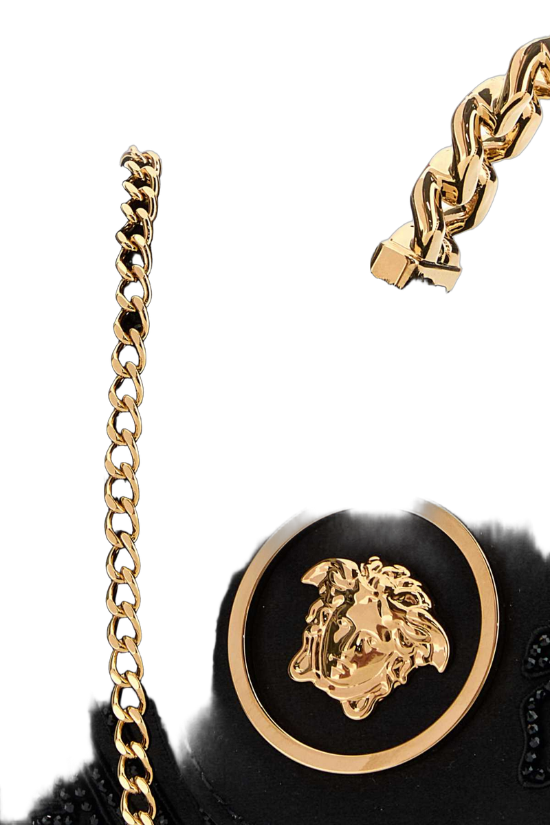 Versace Beaded Medusa Shoulder Bag — Black