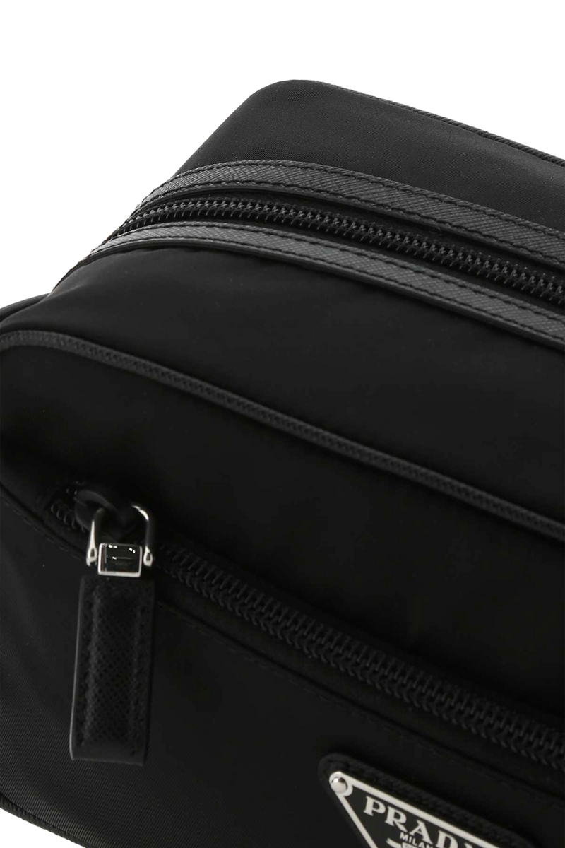 Prada Re-Nylon And Leather Travel Case — Black Poliammidericiclata-vitello Wallets