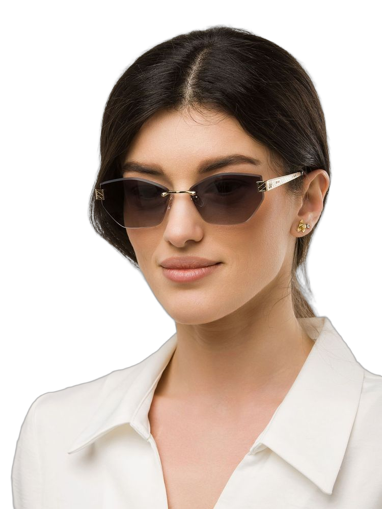 Just Cavalli Sjc202 Metal Rimless Sunglasses — Rose Gold
