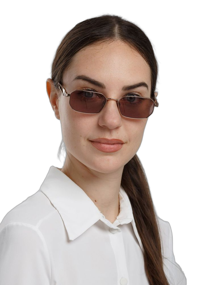 Hickmann Hi3248 Metal Rectangle Sunglasses — Rose Gold