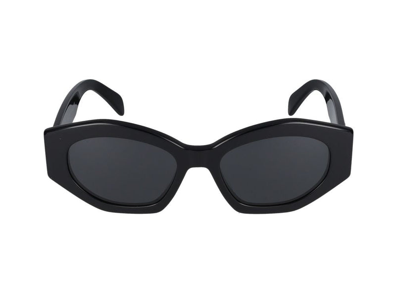 Celine Cl40238u Logo-Embellished Oval Sunglasses — Black Standard