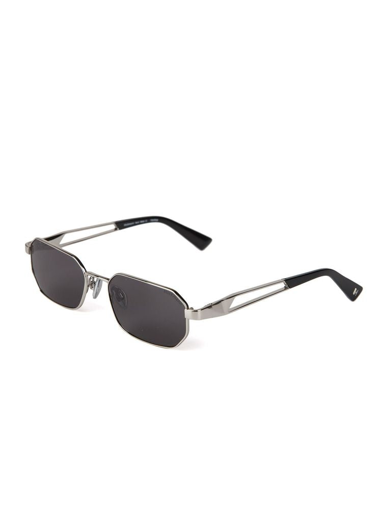 Hickmann Hi3248 Metal Rectangle-Frame Sunglasses — Silver