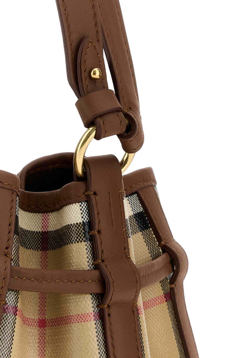 Burberry Checked Canvas Shoulder Bag — Beige Cotton