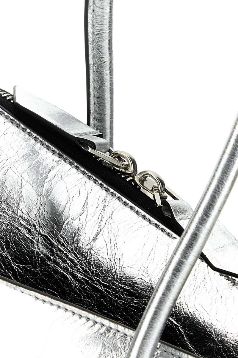 The Attico Metallic Calf Leather Shoulder Bag — Silver