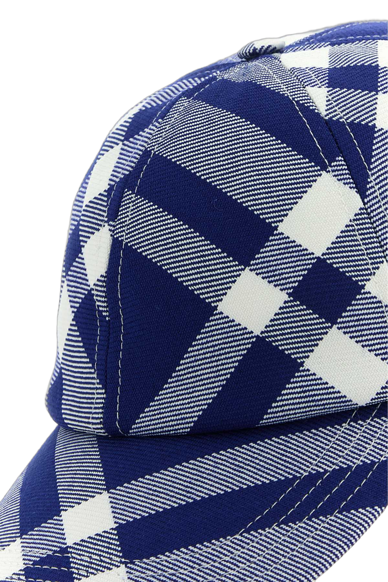 Burberry 8079477 Checked Wool Blend Baseball Cap — Navy Exterior: Polyester Caps