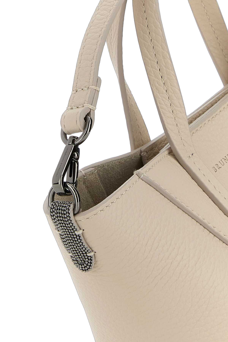 Brunello Cucinelli Leather Tote Bag — Beige
