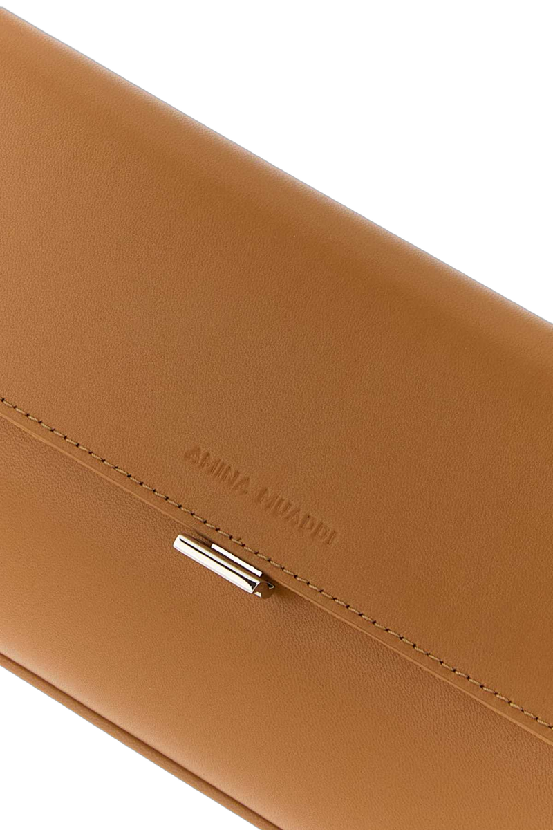 Amina Muaddi Lattesilver Clutch — Bronze