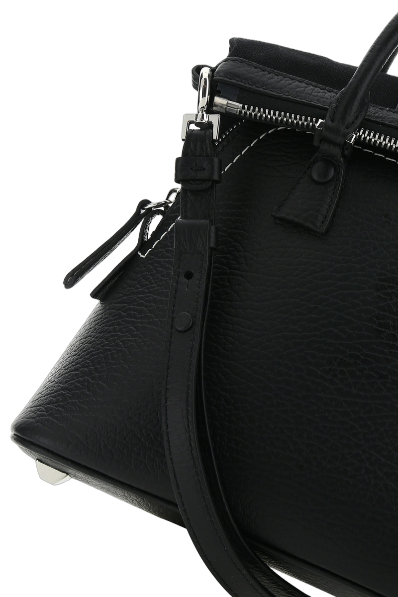 Maison Margiela Grained Leather Top Handle Bag — Black
