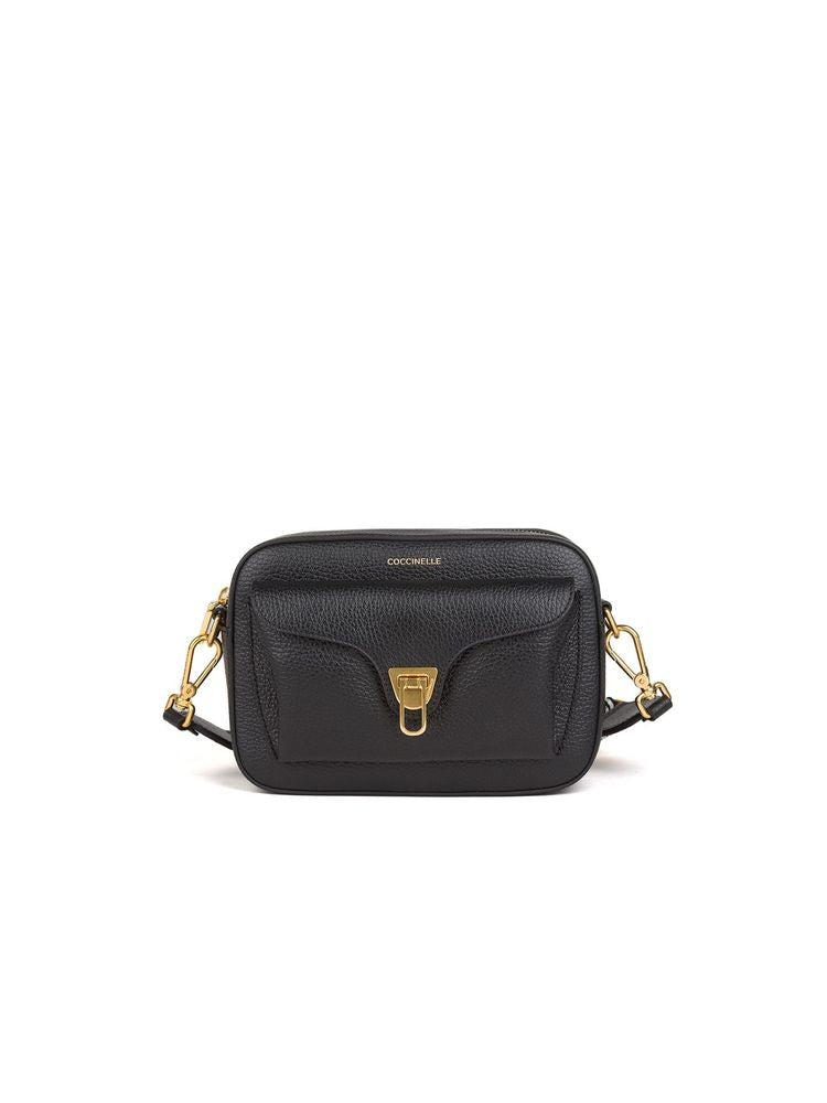 Coccinelle Shoulder Bag — Black Cowhide | Ribbon: Polyester