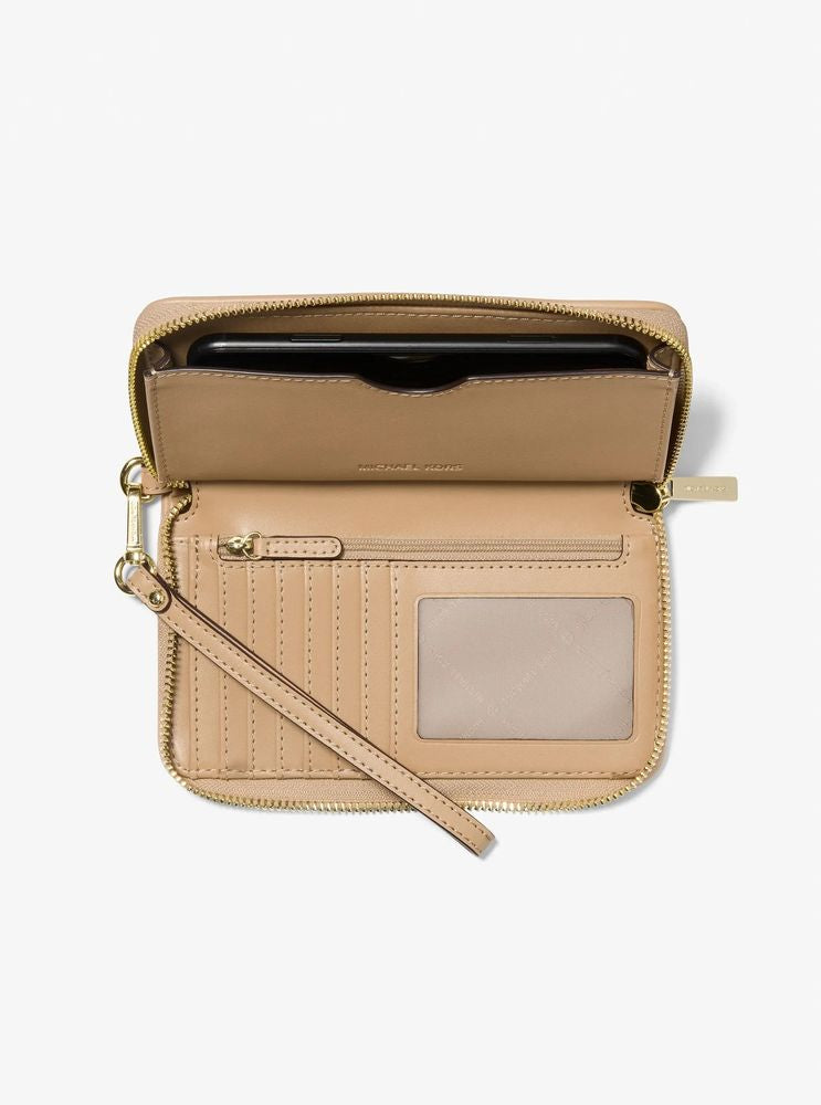Michael Kors Logo-Monogram Jacquard Wallet — Camel Cotton