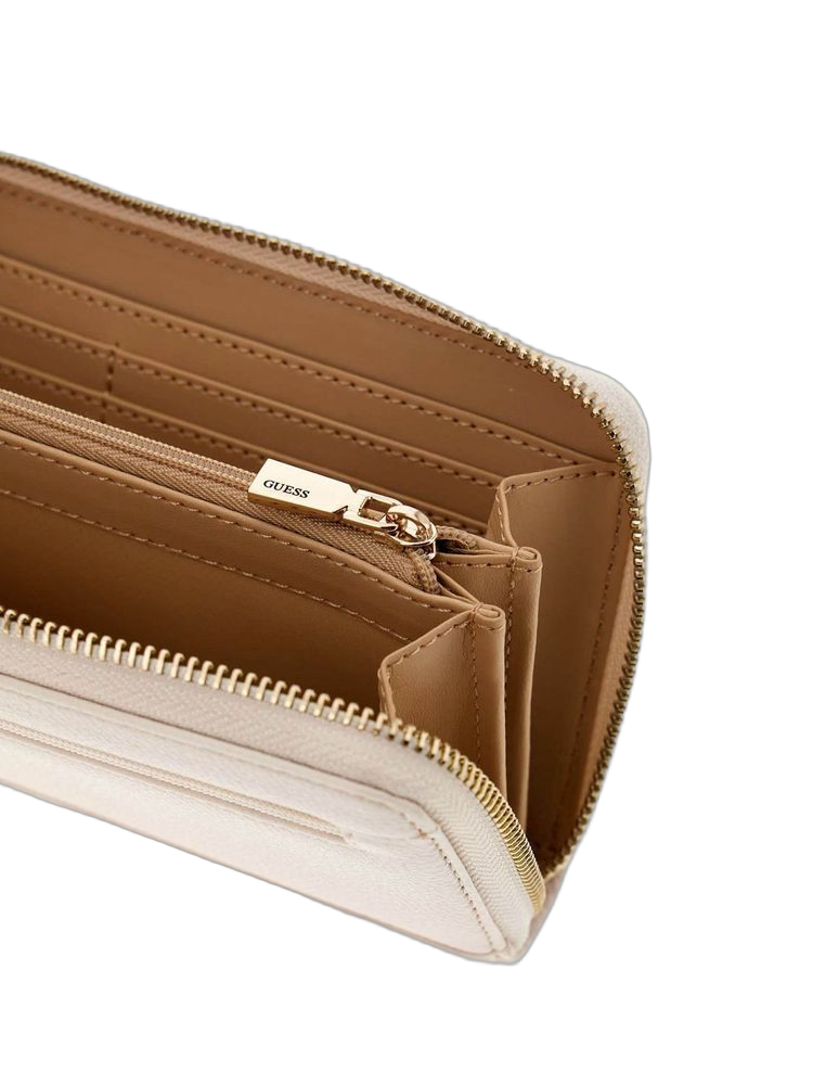 Guess Large Zip Around Wallet — White Polyurethane