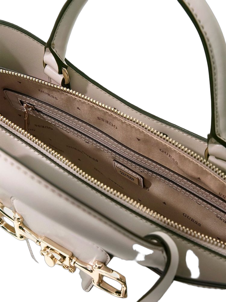 Guess Janie Girlfriend Top Handle Bag — Beige Polyurethane