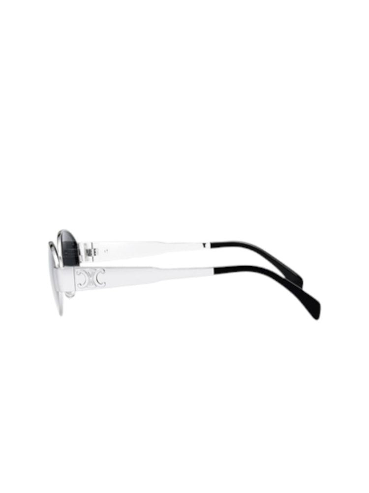 Celine Cl40235u Metal Oval Sunglasses — Silver