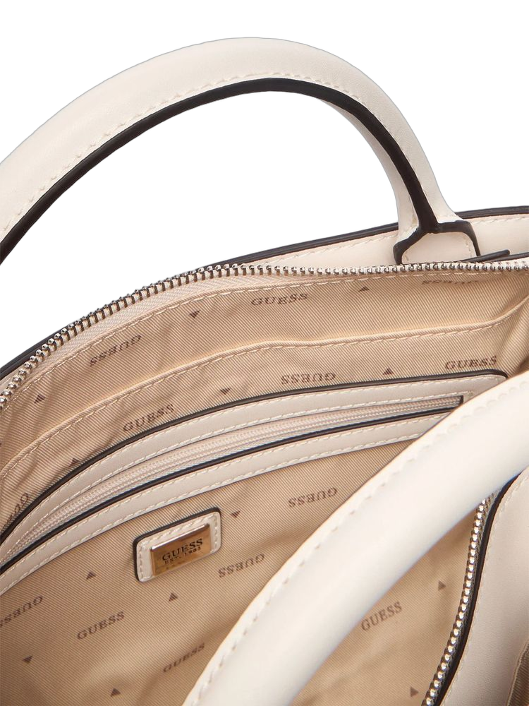 Guess Structured Polyurethane Top Handle Bag — Beige