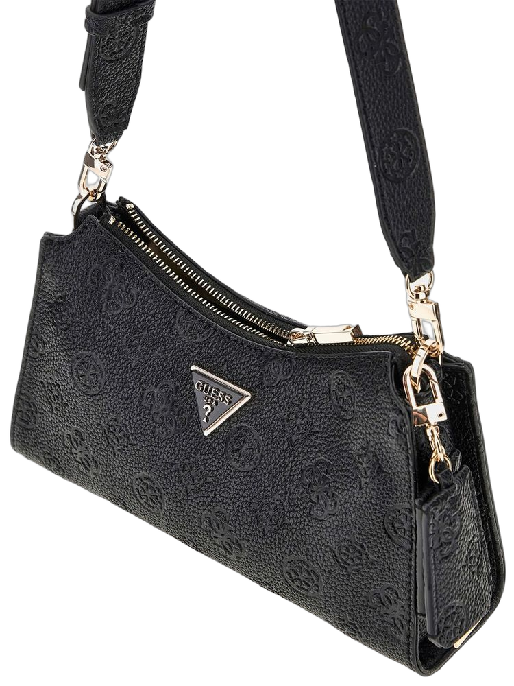 Guess Structured Polyurethane Shoulder Bag — Black
