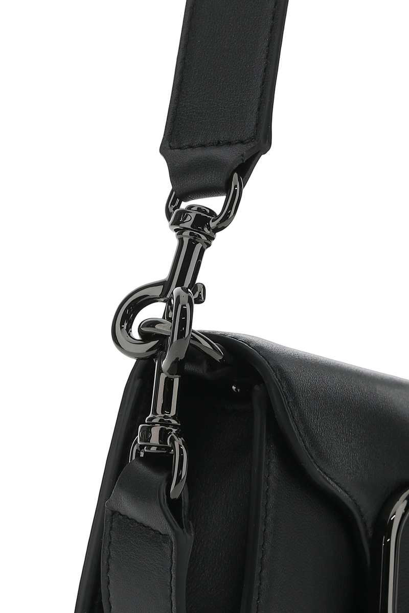 Valentino Garavani Vlogo Hardware Calf Leather Shoulder Bag — Black - Bos Taurus