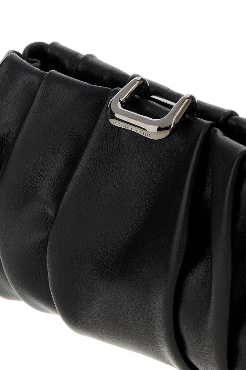 Brunello Cucinelli Pleated Leather Clutch — Black